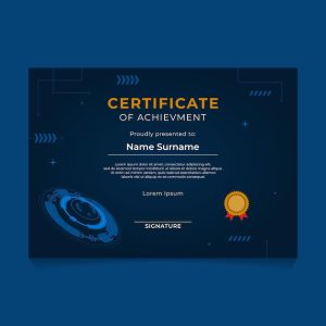 Circle technology certificate template design | Premium Vector